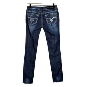 Rock Revival Kathy Skinny Jeans Dark Wash Bling Sequins Cowgirl Size 26